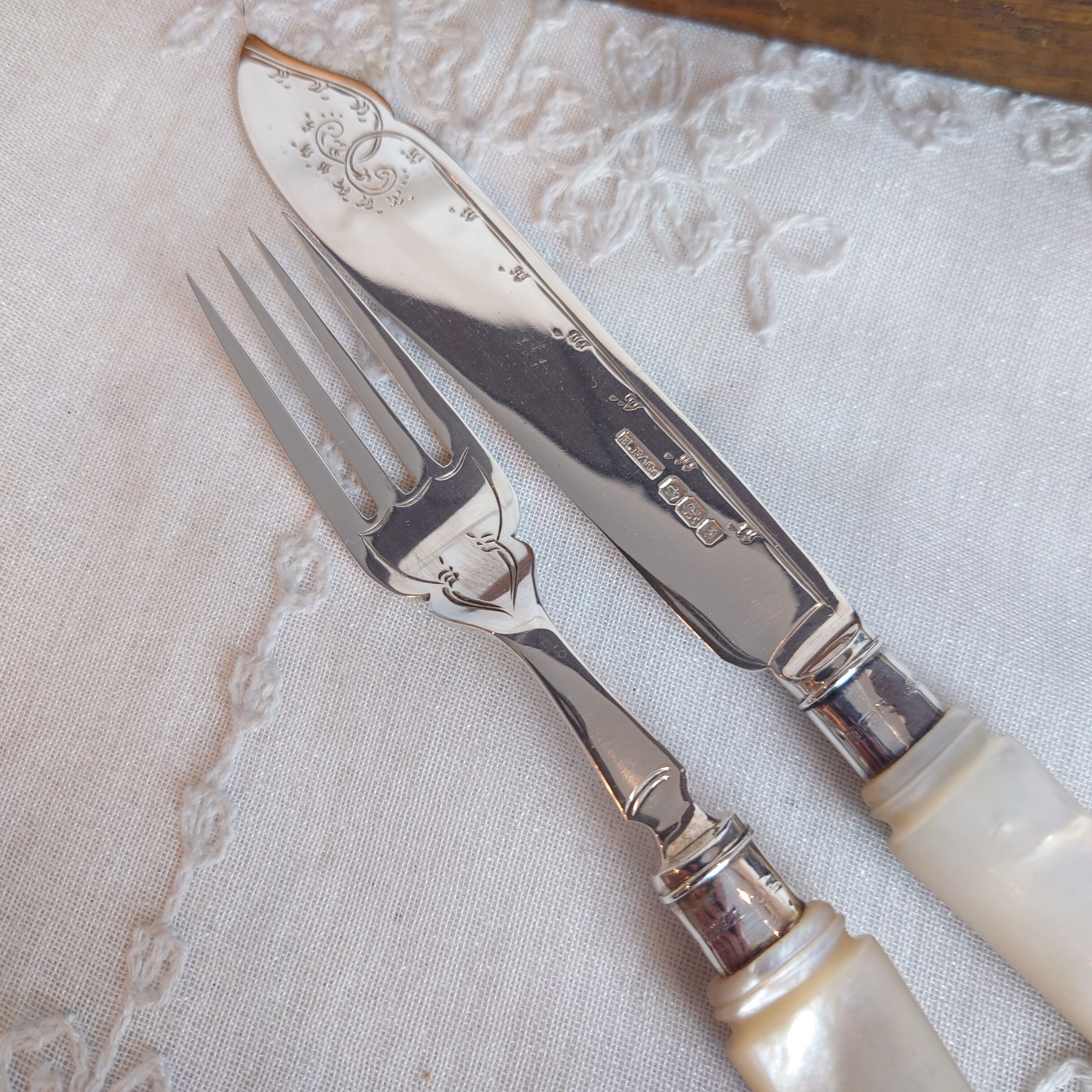 純銀 白蝶貝 カトラリーセット マザーオブパール | アンティーク