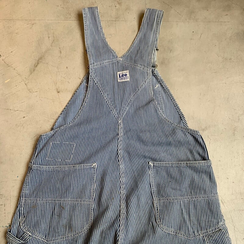 40's Lee 98-SB ヒッコリーストライプ オーバーオール ハウスタグ 斜体