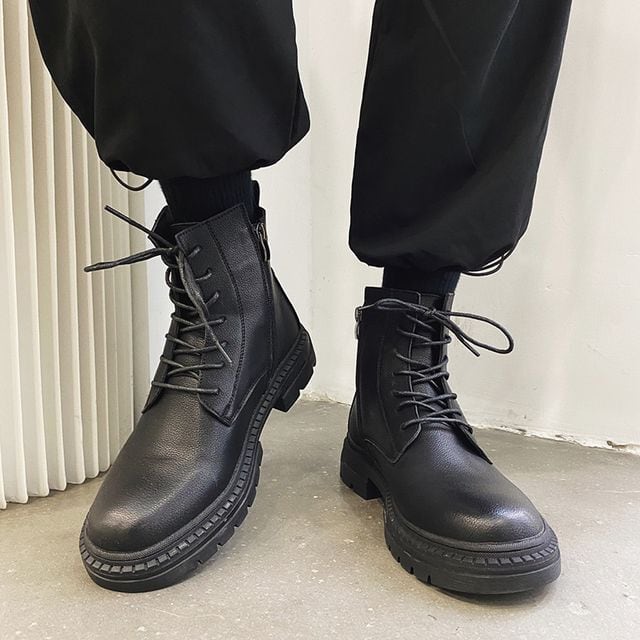 予約販売】ワークブーツ メンズ 編み上げ 艶消し レザー エンジニア