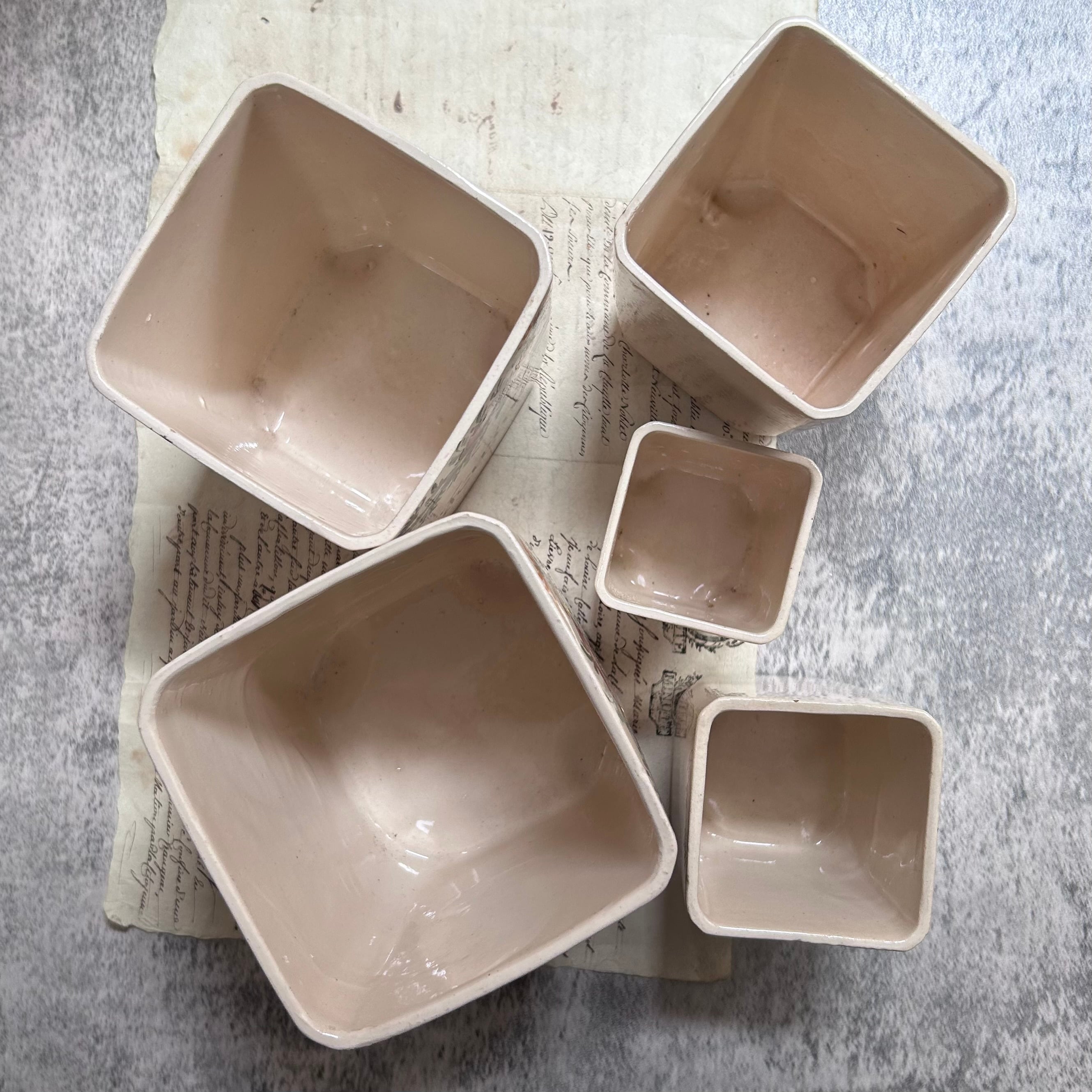 陶器製 ハンドペイントのキャニスター フランス アンティーク 5個