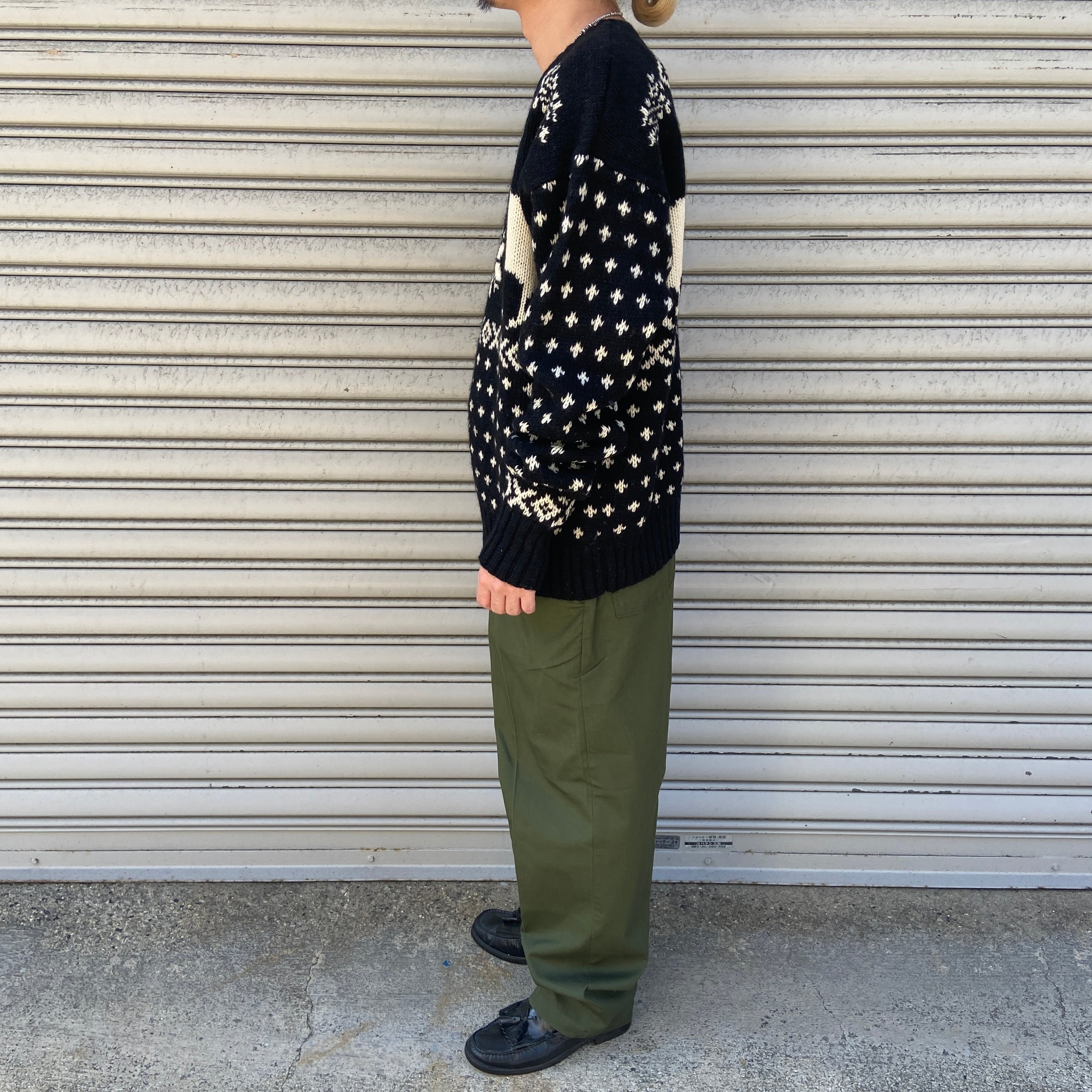90s GAP OLD GAP ノルディック柄ウールセーター 雪柄 黒 XL | 古着屋 Uan