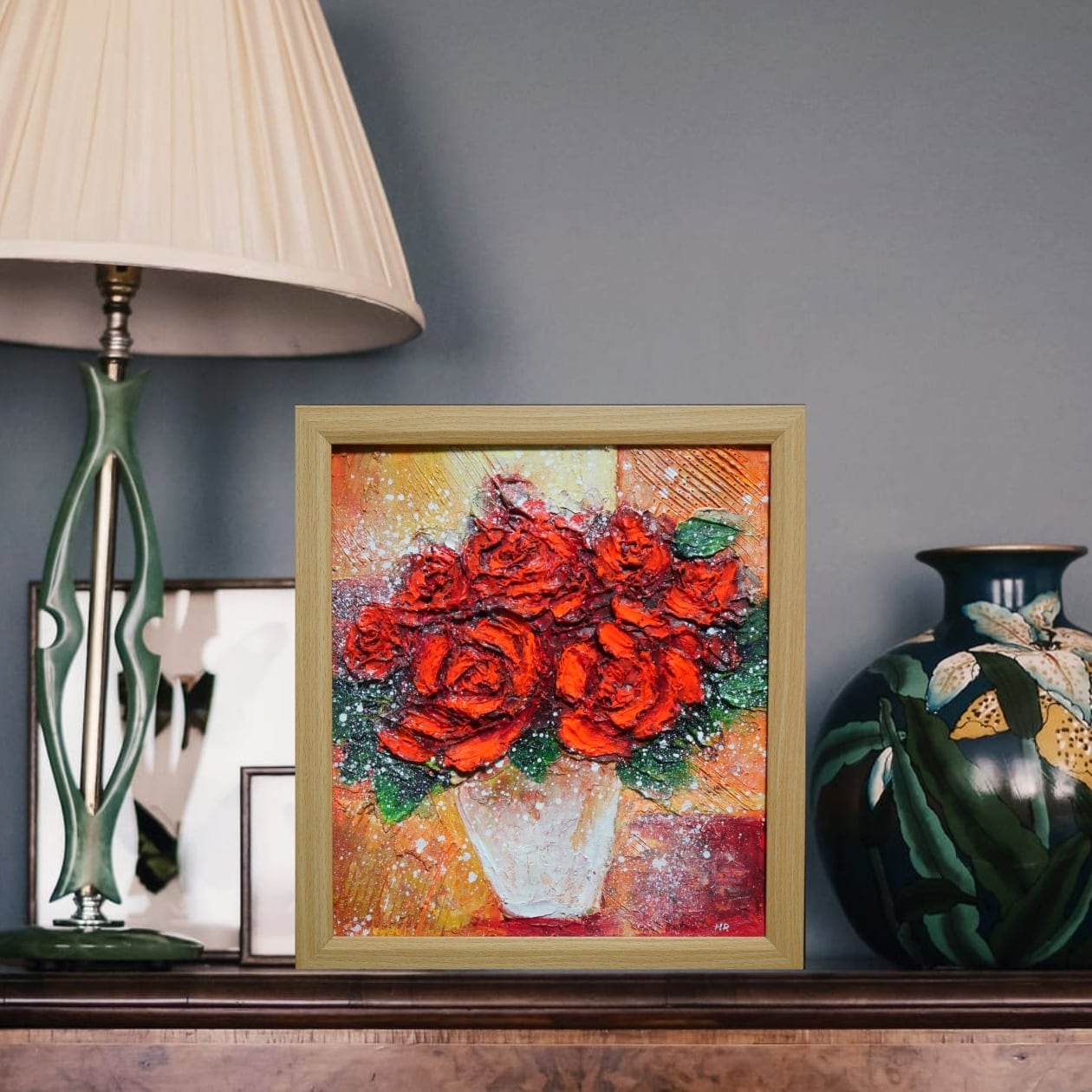 油絵 絵画 【赤い薔薇 】 | HIROSHI1990