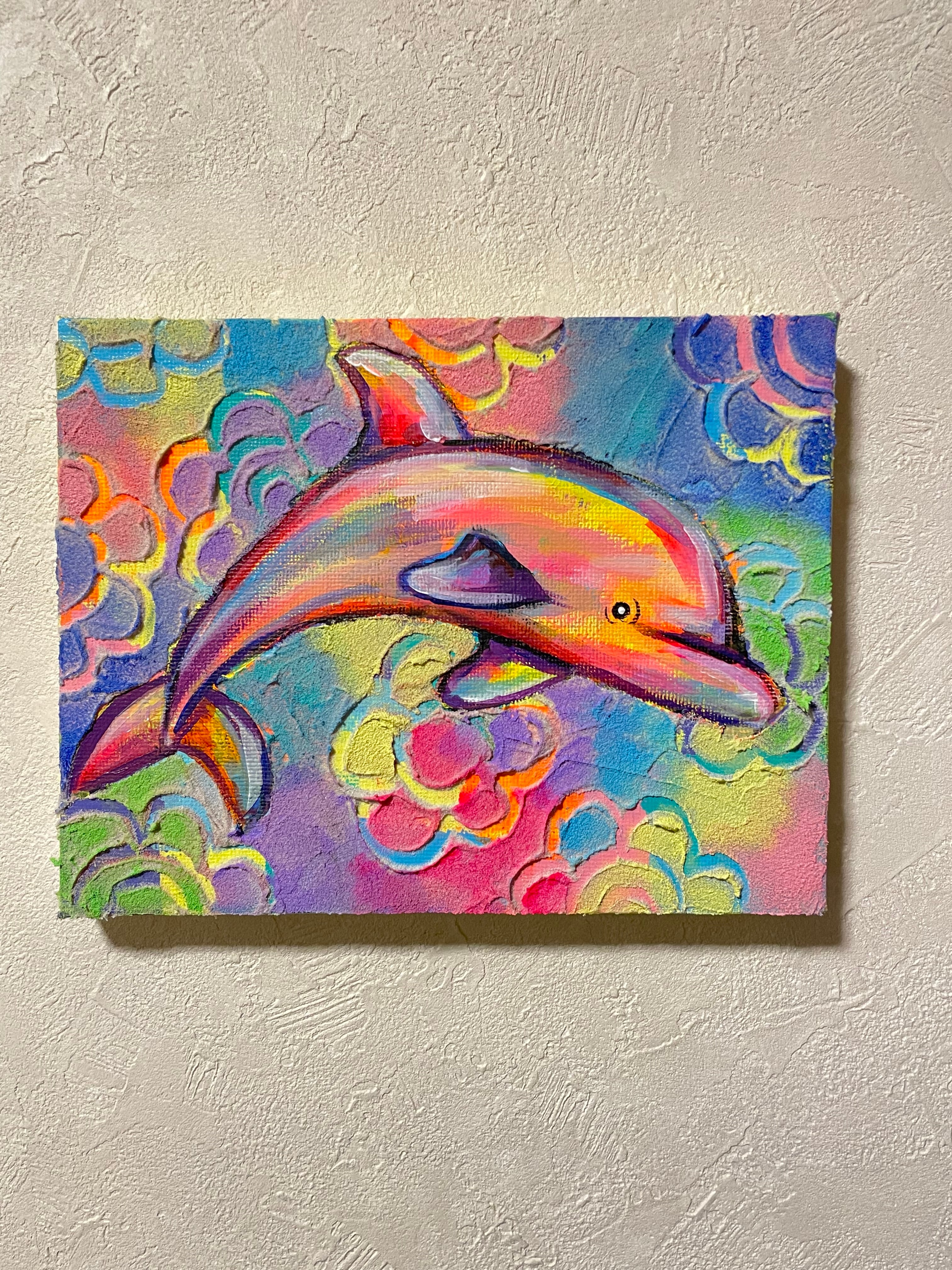 A-65/24】動物画 イルカ アクリル画 原画 絵画 現代アート キャンバス