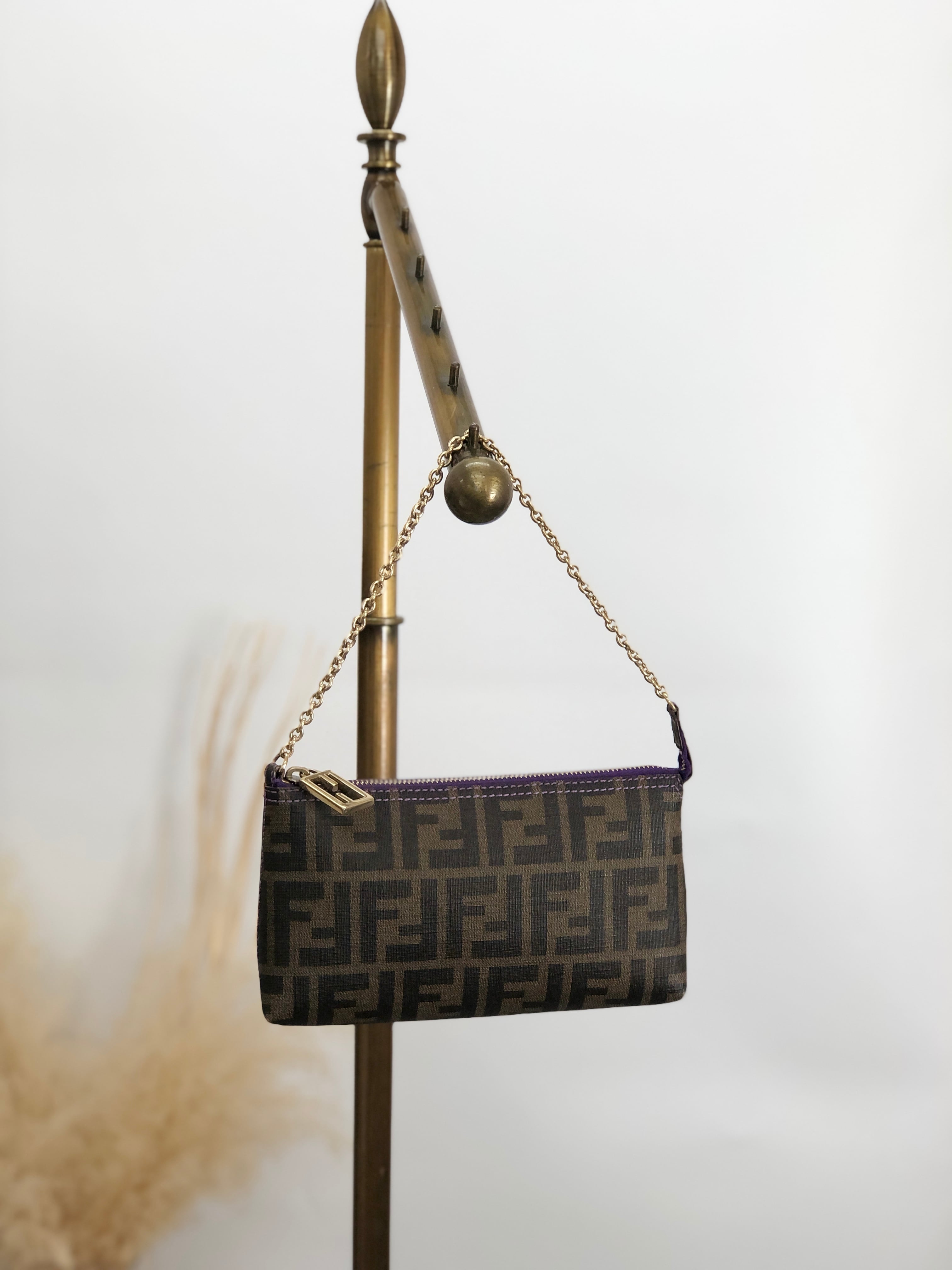 FENDI フェンディ ズッカ ショルダーバッグ ブラウン PVC ミニバッグ