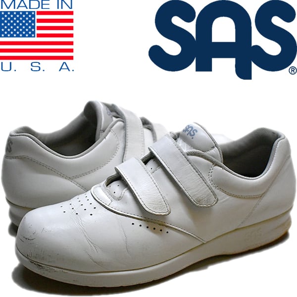 1点物◇USA製SAS白レザースニーカー古着レディース24.5メンズOK
