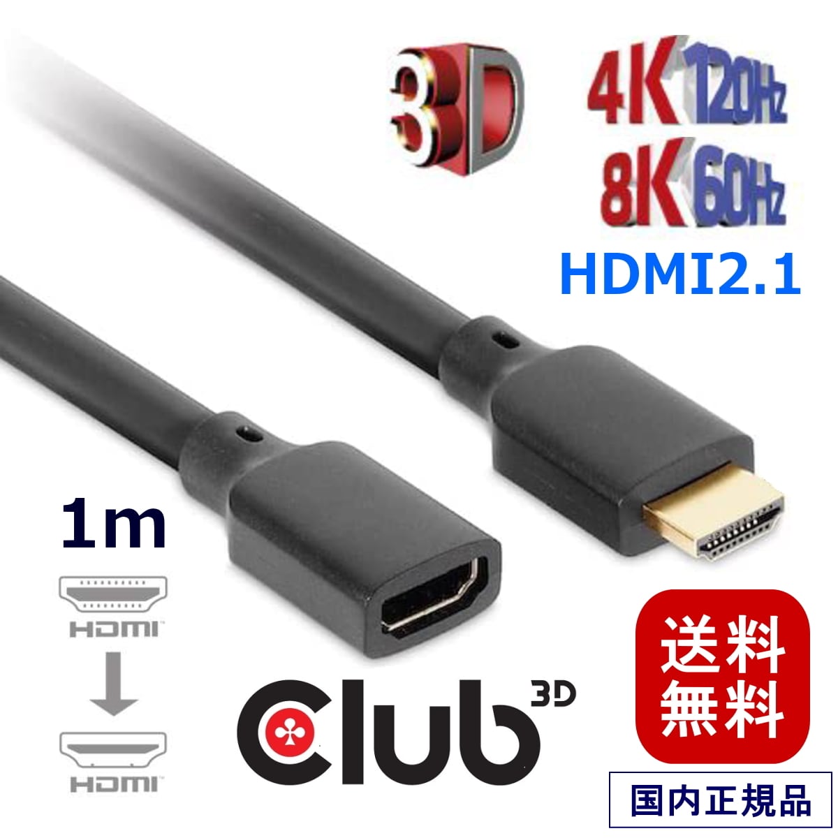 CAC-1322】Club3D ウルトラ ハイスピード HDMI 延長ケーブル 4K120Hz
