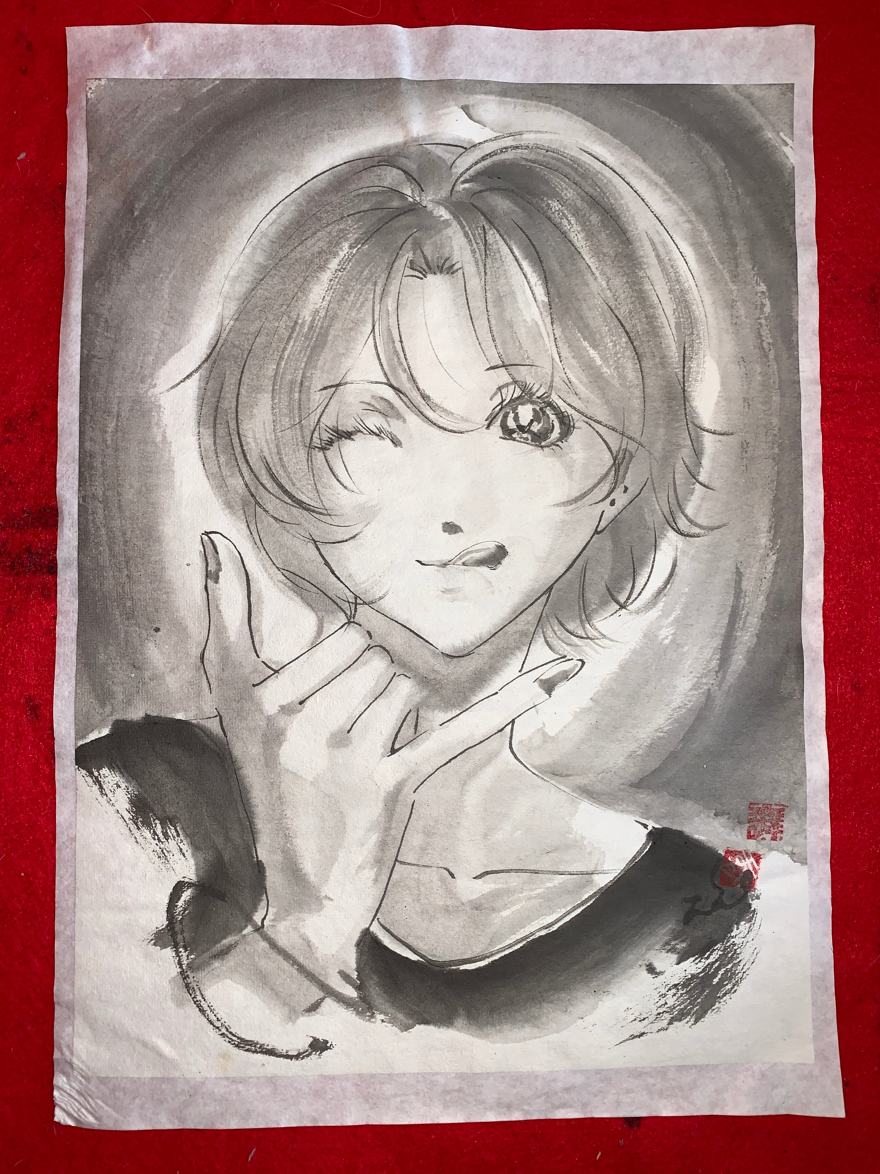 逃げ上手の若君 北畠顕家 美人画 肉筆画 墨絵 水墨画 原画 現品限り