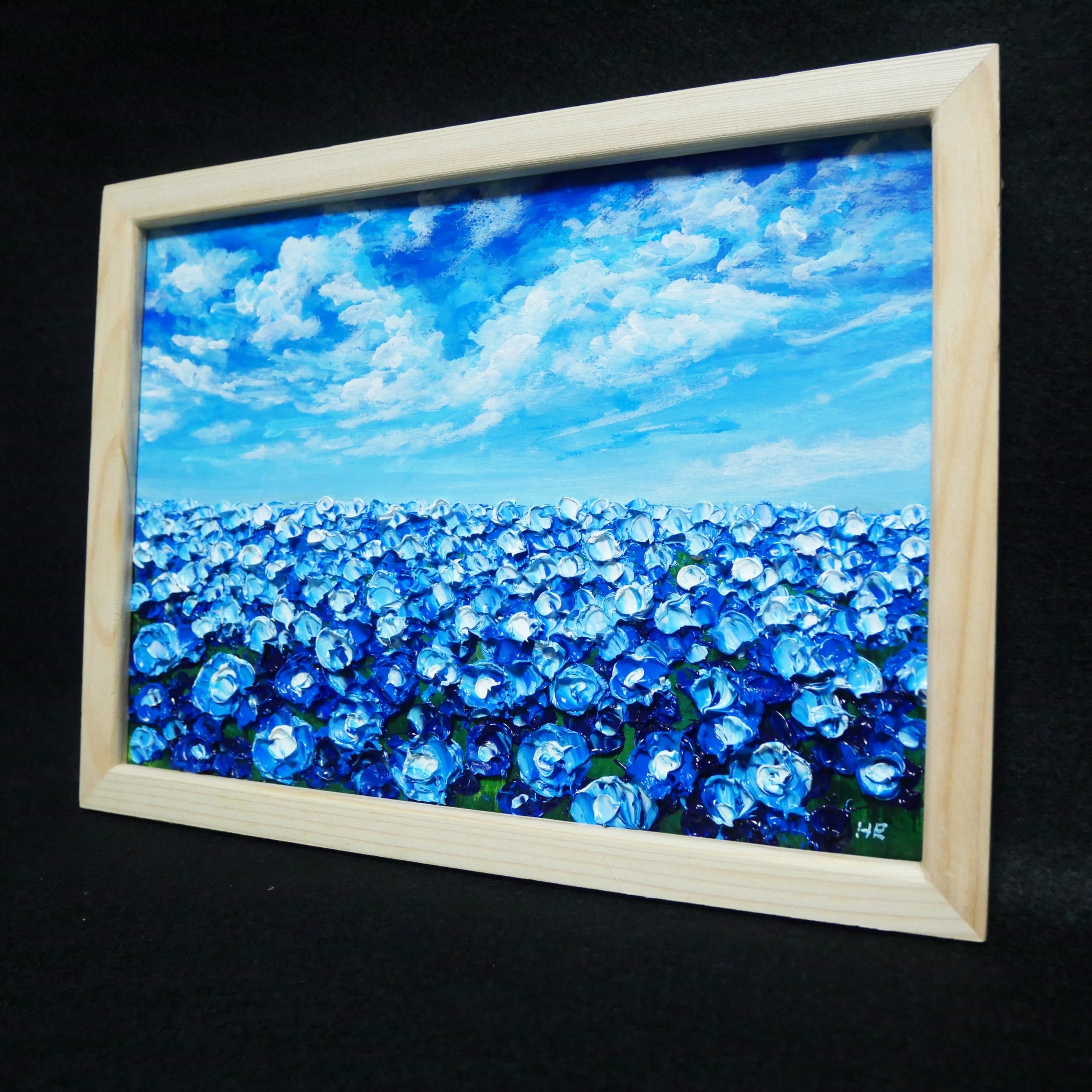 油絵 油彩 油彩画 絵 絵画【空と雲のネモフィラ】 | HIROSHI1990