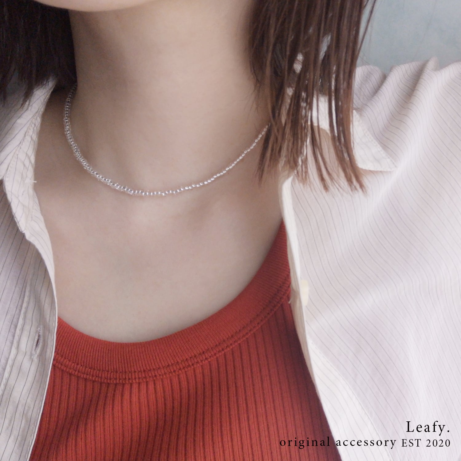 シンプルなクリアビーズのネックレス ビーズネックレス ビーズ