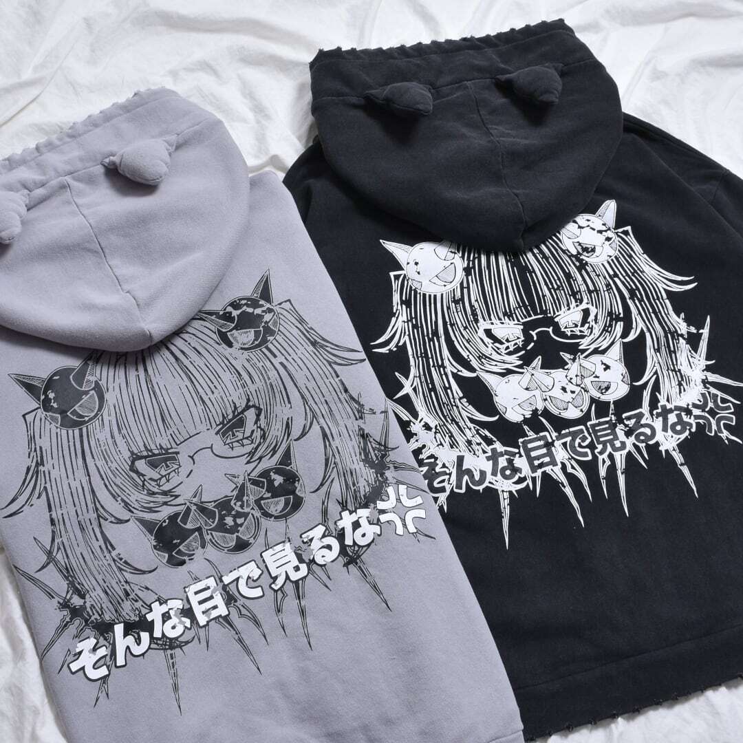 渋谷店で人気！】ネコ耳スパイクGIRL ピグメントZIPパーカー