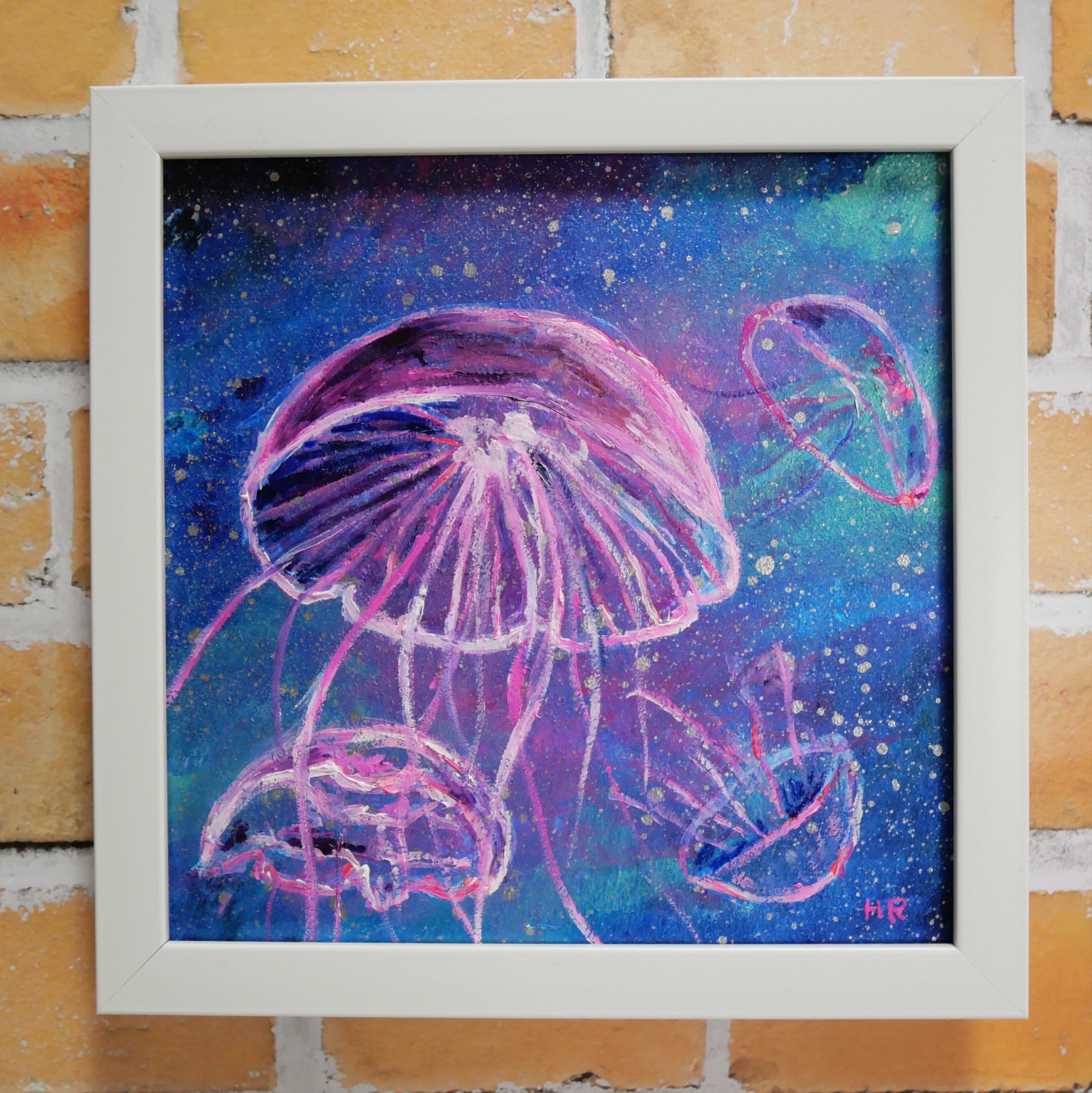 油絵 ミニ絵画 【クラゲ】 | HIROSHI1990