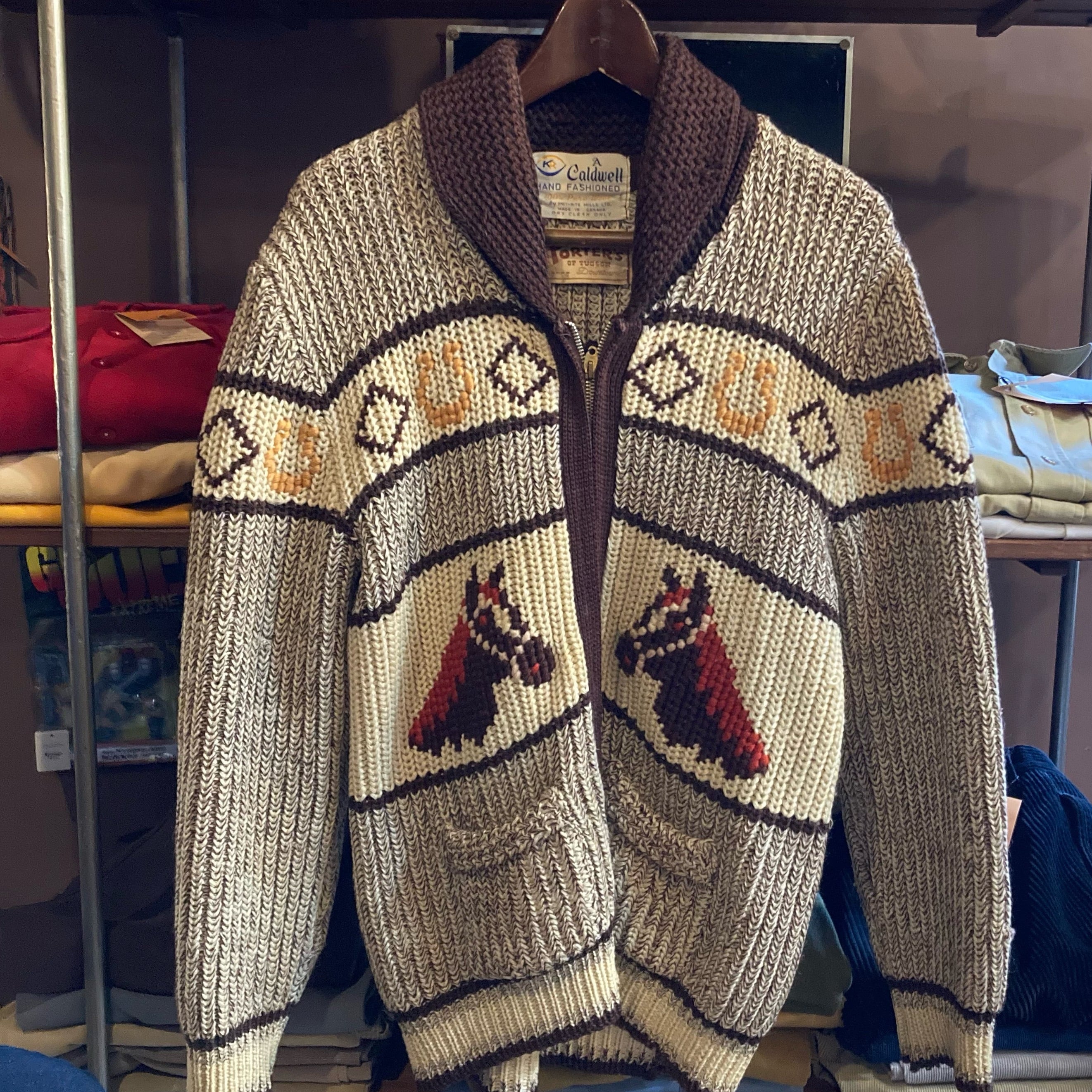 60s vintage カウチンセーター 馬柄 | 旅する古着屋 ドッケリーファーム