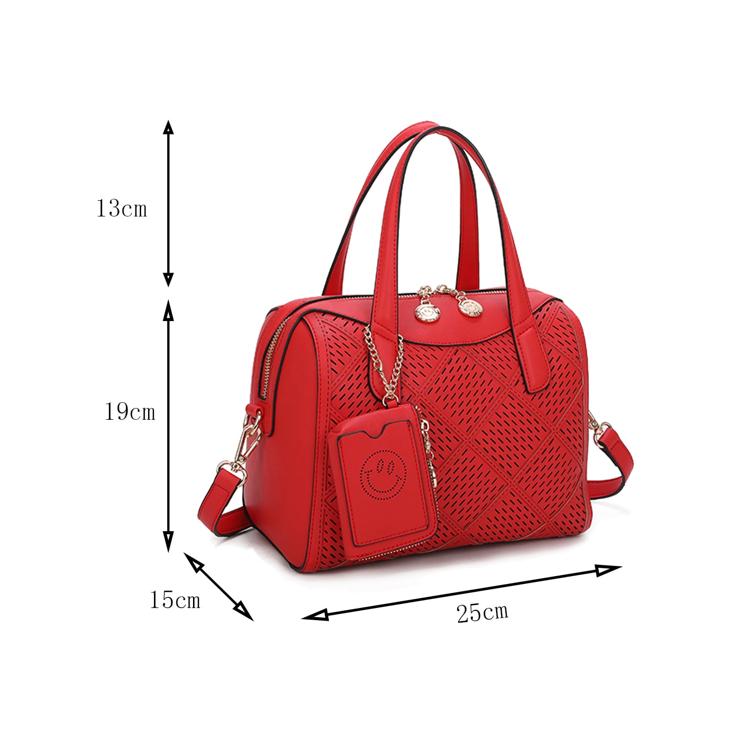 7色【Smiley×PHANUEL】ポーチ付き、ボストンハンドバッグ ショルダー