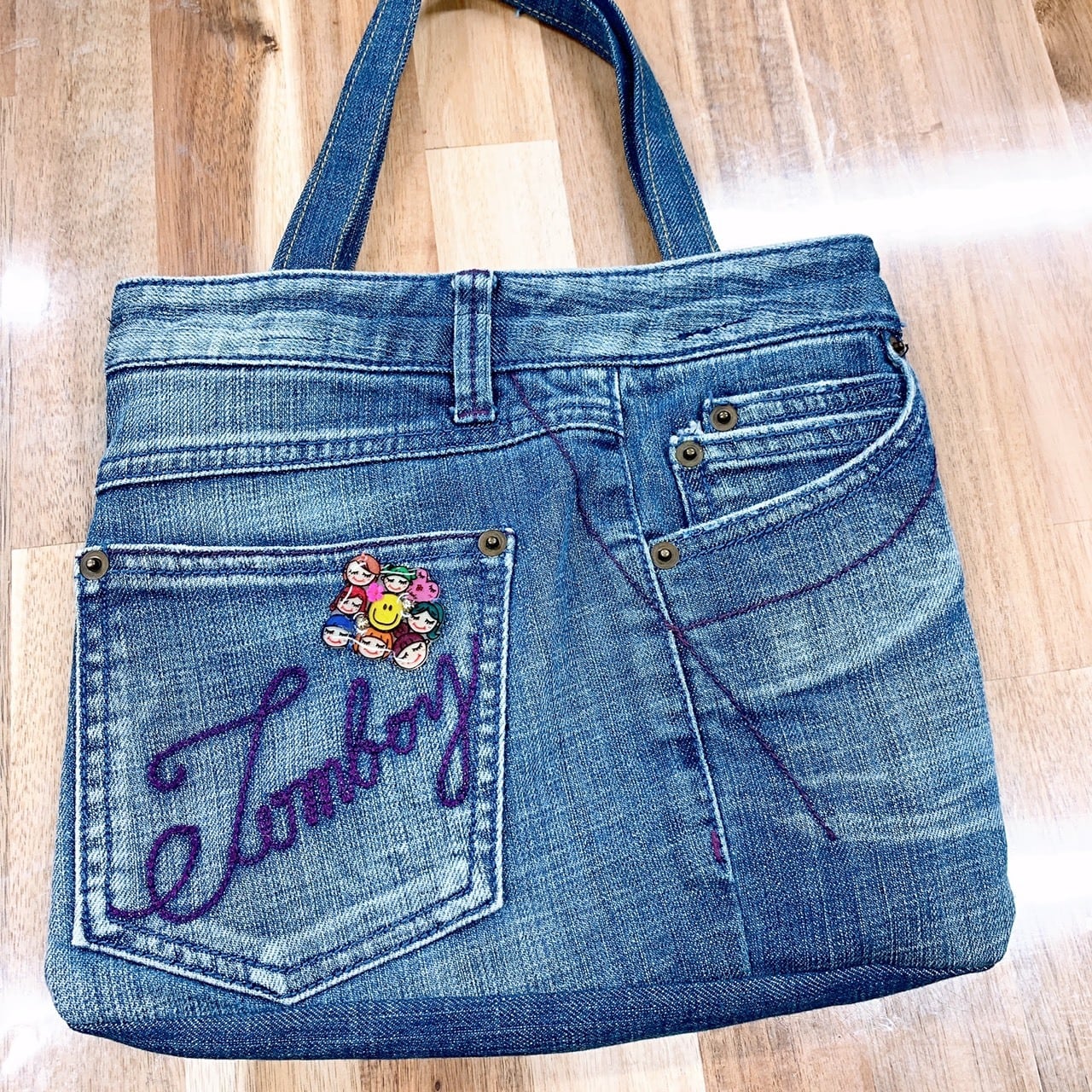 ハンドメイド⭐︎デニムリメイク⭐︎トートバッグ⭐︎Ladyちゃん集合体