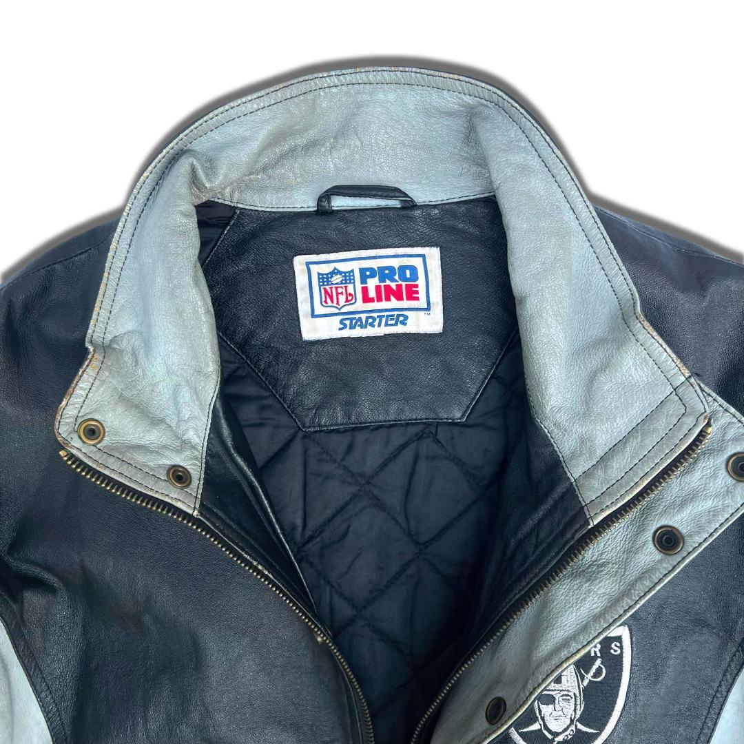 90s スターター NFL レザージャケット L ブラック オークランド