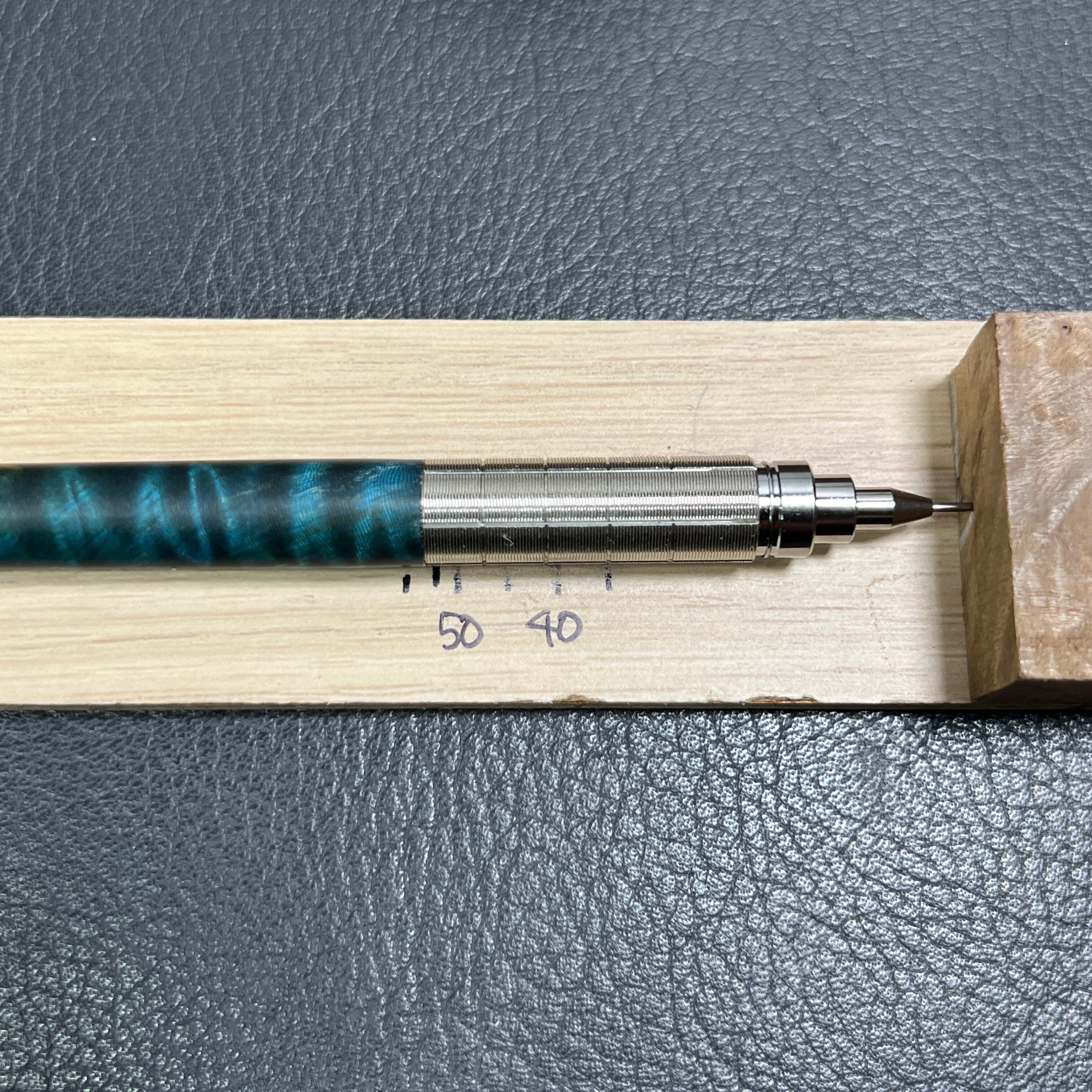 177栃トラ杢 木製シャーペン 強低重心細溝グリップ ステンレス | handwood
