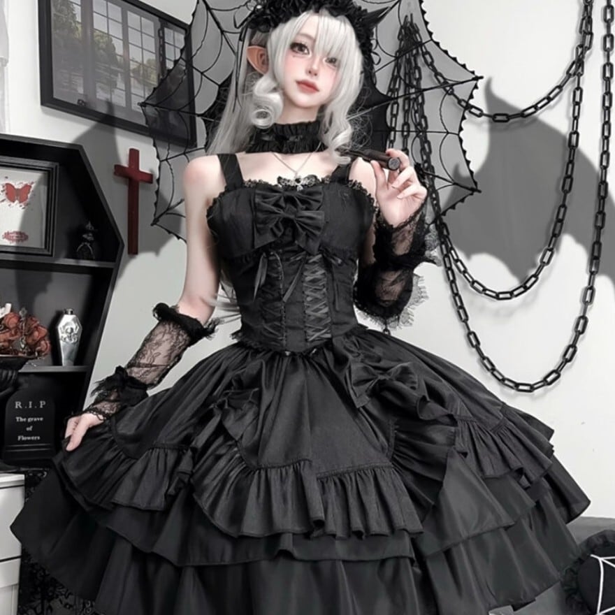 SEASONZ ゴスロリ ドレス 黒ドレス セットアップ 黒ゴシック ダーク