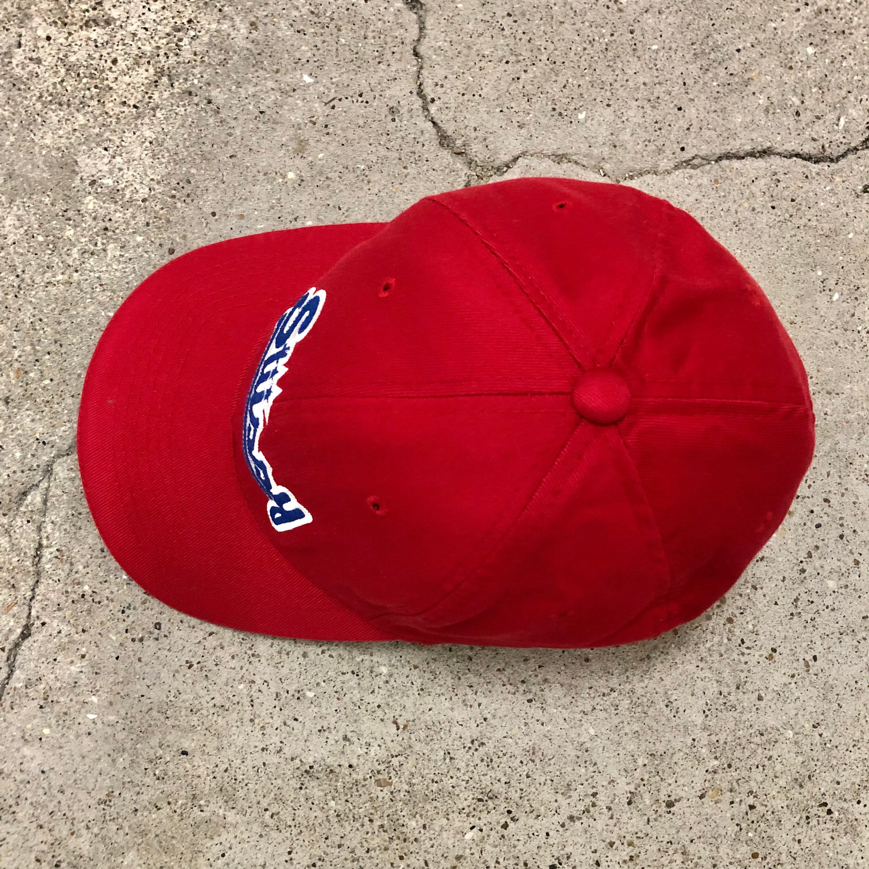 90s OLD STUSSY/Logo Cap/紺タグ/S-M/ロゴキャップ/レッド