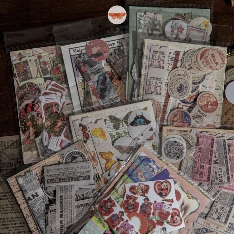 ビンテージ系シール＆素材セット ヴィンテージコレクション手帳素材