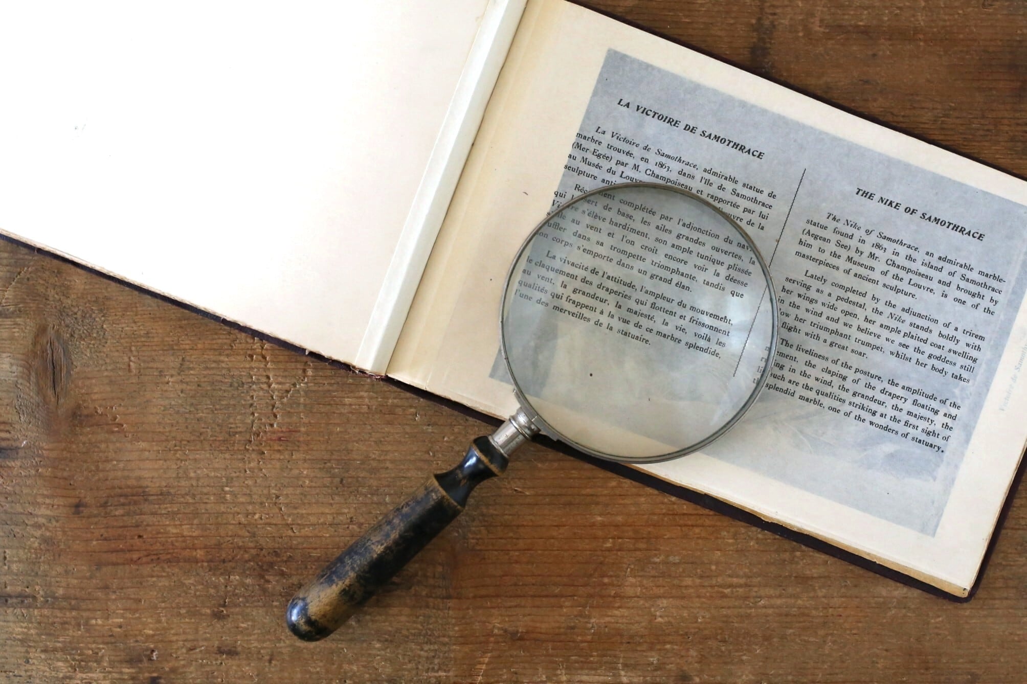 フランス アンティーク ヴィンテージ ルーペ 虫眼鏡 ウッドハンドル