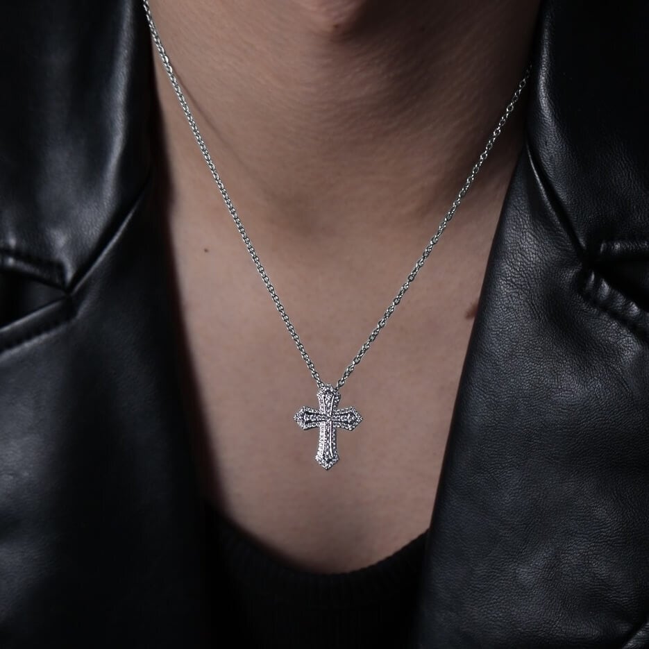 18kgp zirconia spada cross necklace VN2-99 | VERIELA