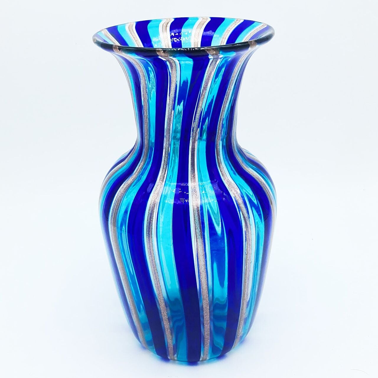 ヴェネチアガラス ムラノ イタリア 花瓶 フィリグラーナ ストライプ