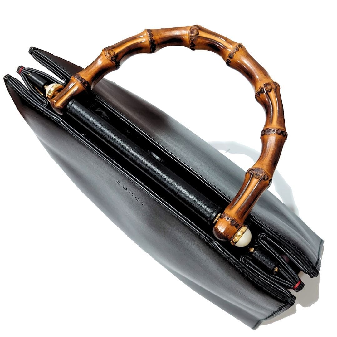 GUCCI グッチ バンブー ハンドバッグ ニムフェア 459076 黒 赤 レザー