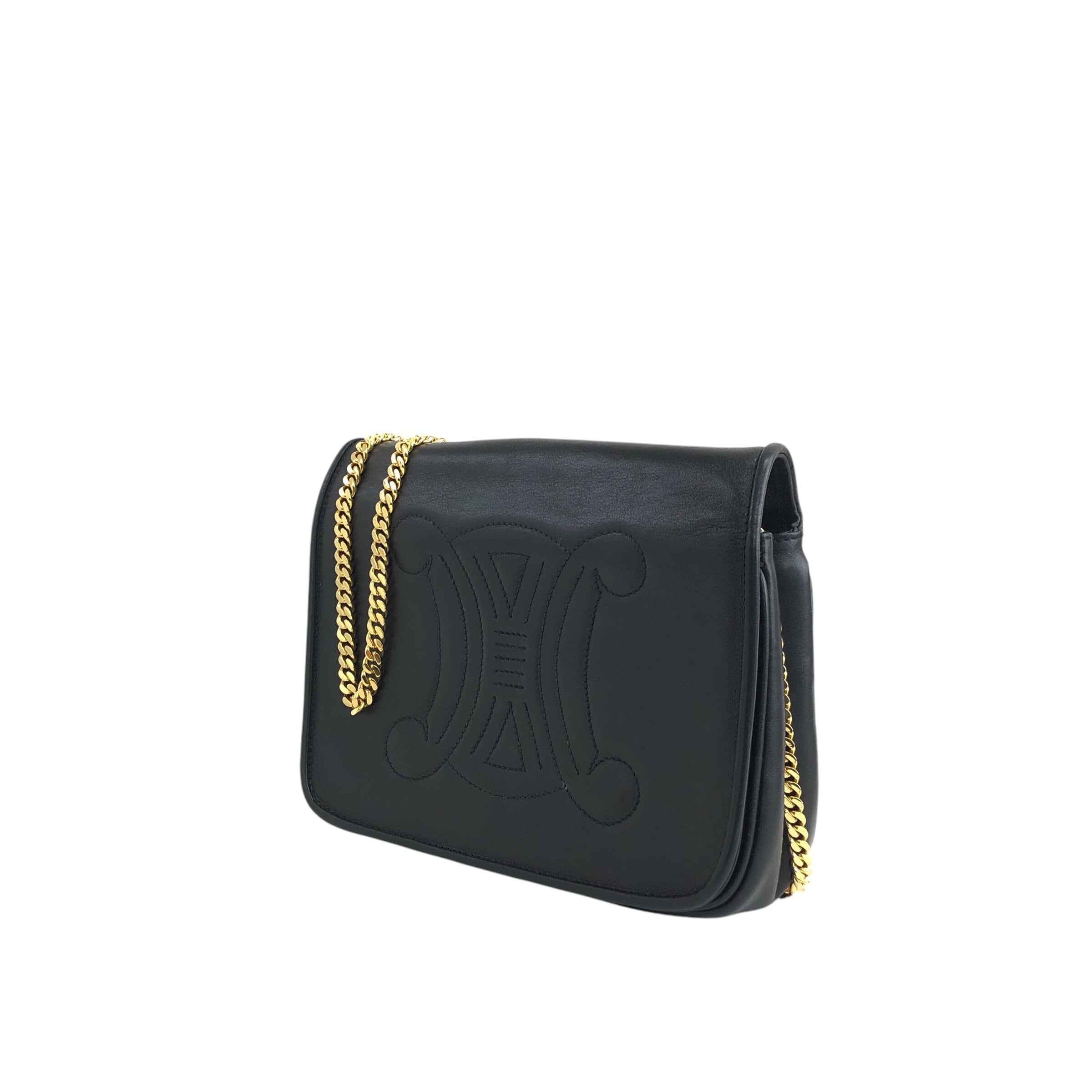 CELINE セリーヌ ショルダーバッグ ブラック トリオンフ ステッチ
