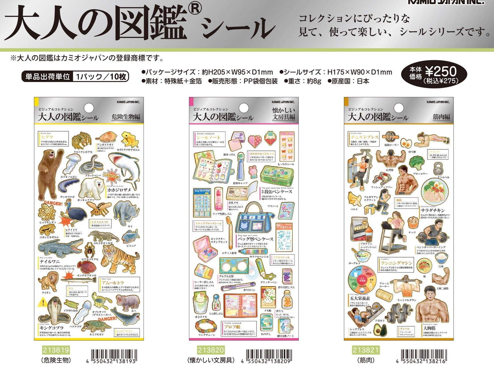 シールステッカー 大人の図鑑シール kam_213819_213824 ステッカー