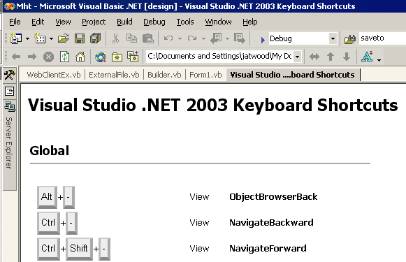 Visual Studio .NET 2003 and 2005 Keyboard Shortcuts