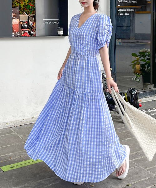 FREE STYLISTS（フリー スタイリスト）の「Vネック ギンガムチェック