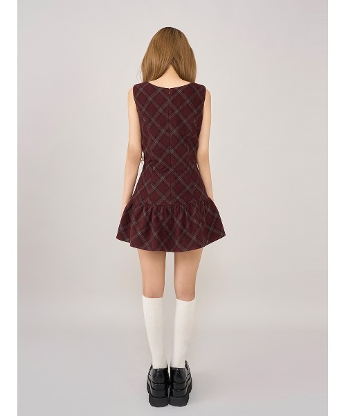 セール】タータンチェックノースリミニワンピース（ワンピース
