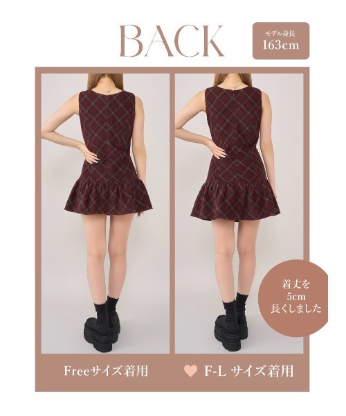 セール】タータンチェックノースリミニワンピース（ワンピース