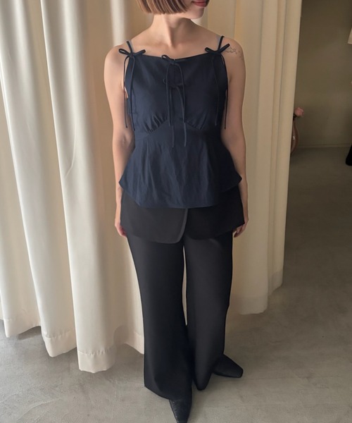 ボートネック フロントリボン キャミソールトップス FX24S023【Fano