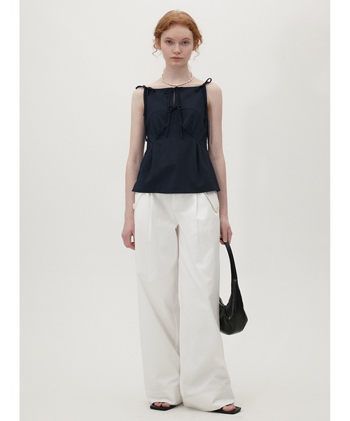 ボートネック フロントリボン キャミソールトップス FX24S023【Fano