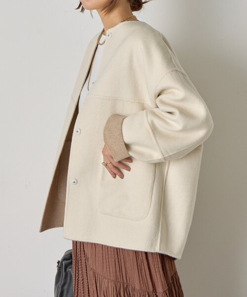 セール】【2WAY/ふんわり上質】リバーシブルコクーンジャケット（ノー