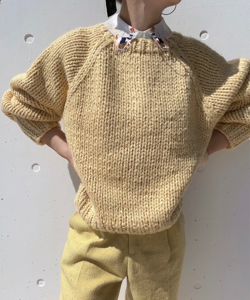 セール】ハンドニットウールブレンドカーディガン（comochi original