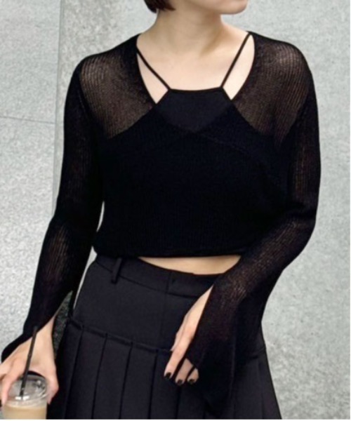 Ameri（アメリ）の「LAYERED KNIT CARDIGAN TOP（カーディガン/ボレロ