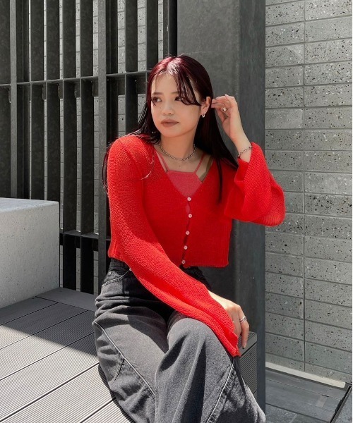 Ameri（アメリ）の「LAYERED KNIT CARDIGAN TOP（カーディガン/ボレロ