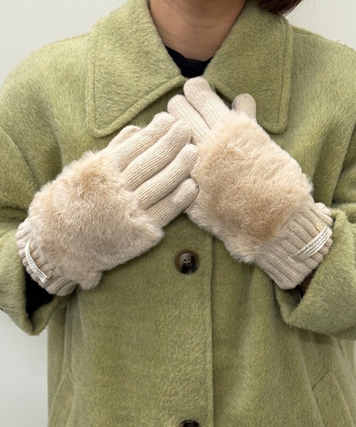 セール】【SETUP7】C'est doux ファー付き 裏ボア 5本指手袋 FTL（手袋