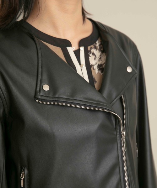 Eimee Law（エイミーロウ）の「バックフリル合成皮革ライダース