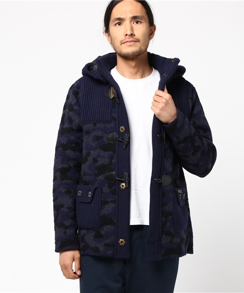 Bark バーク ニットダッフルコートカモフラ迷彩