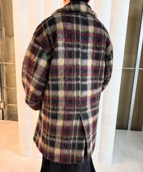 Ameri（アメリ）の「ADORABLE SHAGGY CHECK COAT（チェスターコート