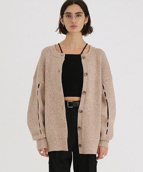 CLANE（クラネ）の「W FACE COLOR MIX HOLE SLEEVE C/D（カーディガン