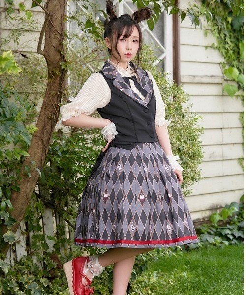 axes femme（アクシーズファム）の「ダイヤ柄襟付きスカ―ト（スカート