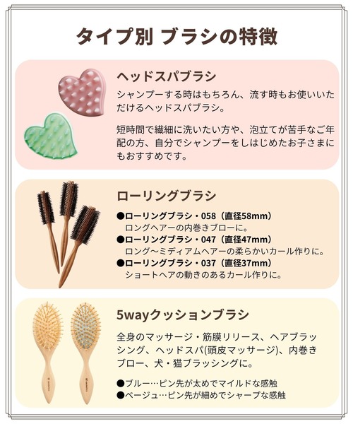 ローリングブラシ・047（ヘアブラシ）｜Of cosmetics（オブ