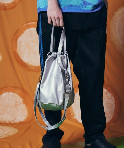 UNISEX》【EX】Vegan Leather Effect Shoulder Drawstring Bag