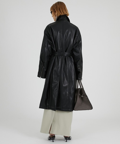 セール】ヴィーガンレザーオーバーロングコート / Vegan Leather