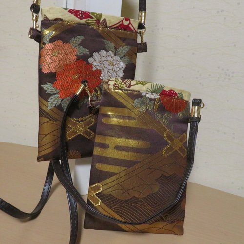 帯リメイクスマホショルダーバック肩掛け スマホポシェット