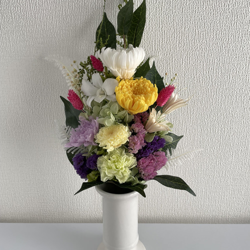 プリザーブドフラワー仏花一基 花器無し 35cm プリザーブドフラワー